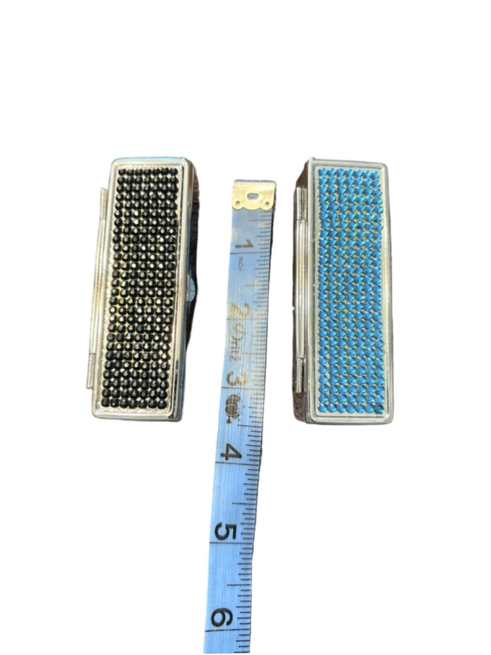 Rhinestone Lipstick Cases Cosmetic Bags Set of 2 Black Blue
